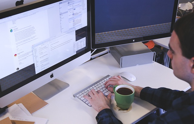 A man sitting at a desk with two monitors, representing the Emergence Phase characteristics